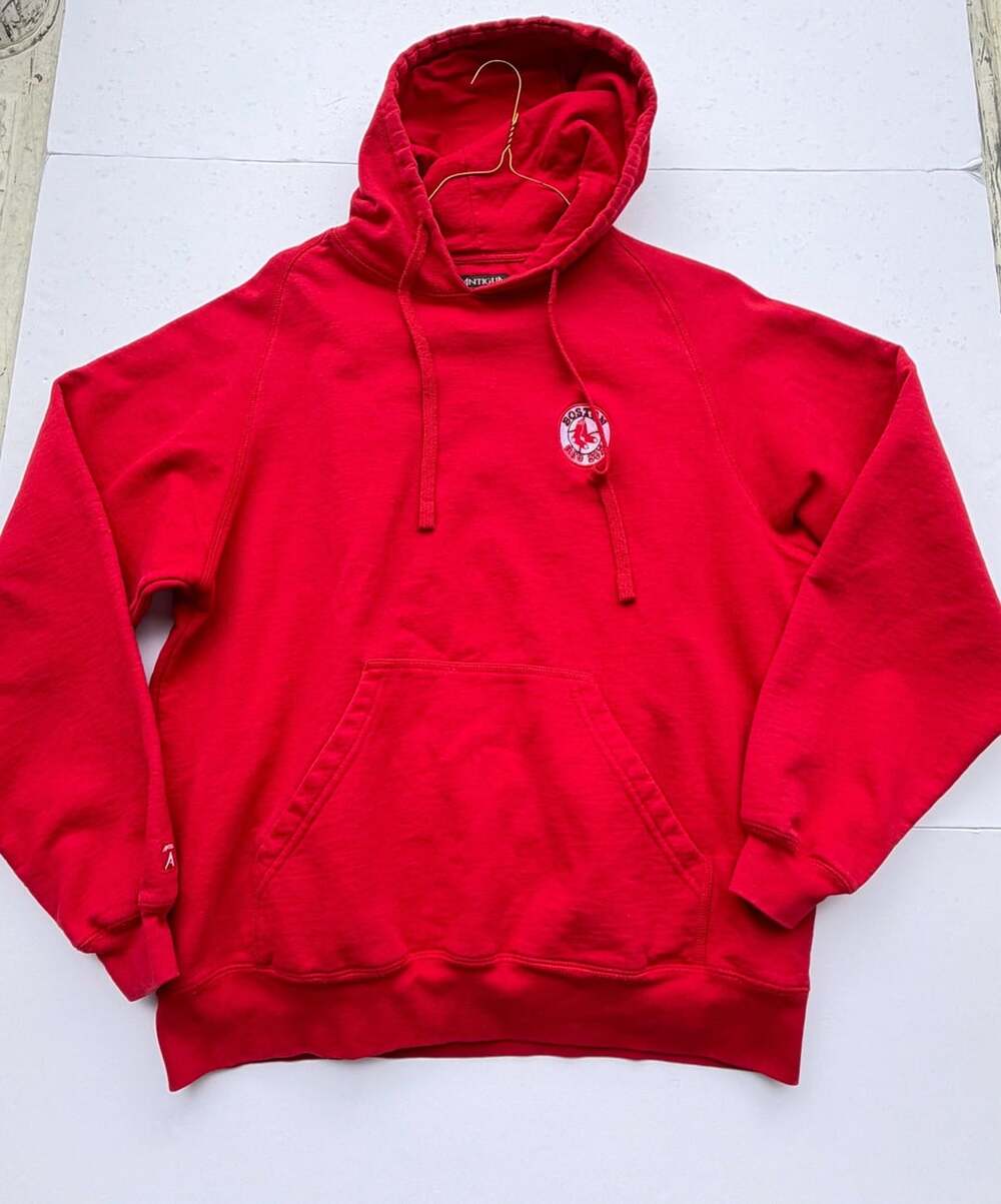 Antigua Boston Red Sox Embroidered Logo Red Hoodie Sweatshirt Size Large